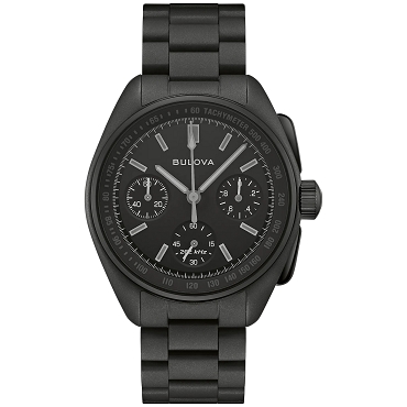 Bulova 98A335 Lunar Pilot Black Hole Chronograph Ultra-Black Dial Stainless Steel Men's Quartz Watch - Limited Edition 6000 pcs