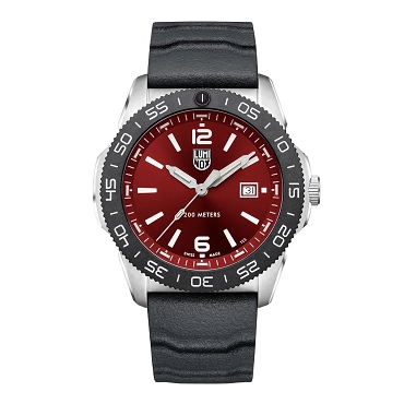 Luminox XS.3135 Pacific Diver Blood-Red Dial Date Display Stainless Steel Case Rubber Strap 200M Men's Watch