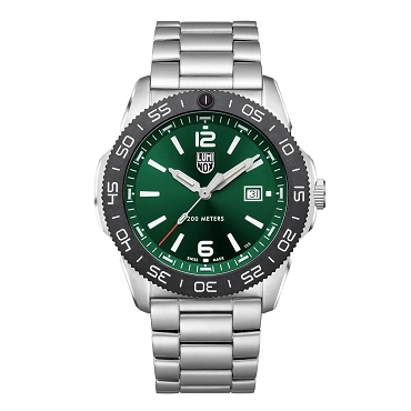 Luminox XS.3137 Pacific Diver Sunburst Green Dial Date Display 316L Stainless Steel Case and Strap 200M Men's Watch