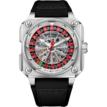 Romago RM085-0557PL-SV-6 Roulette Master Skeleton Automatic Movement Silver Dial Men's Watch - Limited Edition 200 pcs
