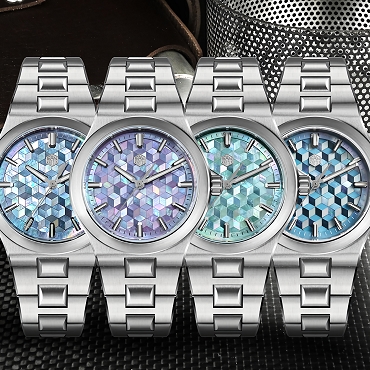 San Martin SN0149-GB Automatic Spliced Mother of Pearl Dial 316L Stainless Steel 40mm 10ATM Integrated Bracelet Men's Watch