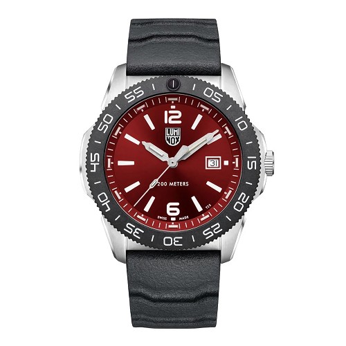 Luminox XS.3135 Pacific Diver Blood-Red Dial Date Display Stainless Steel Case Rubber Strap 200M Men's Watch