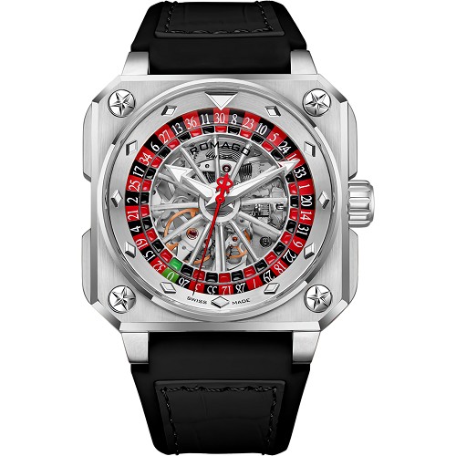 Romago RM085-0557PL-SV-6 Roulette Master Skeleton Automatic Movement Silver Dial Men's Watch - Limited Edition 200 pcs