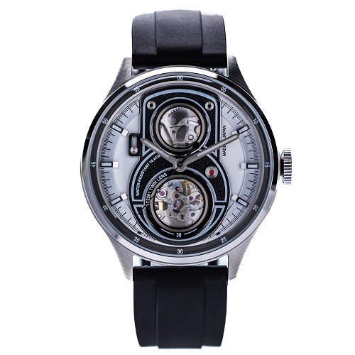 TACS ATL Lite Automatic Vintage Twin Lens Camera White Dial 316L Stainless Steel Case Rubber Strap Men's Watch TS2501-A